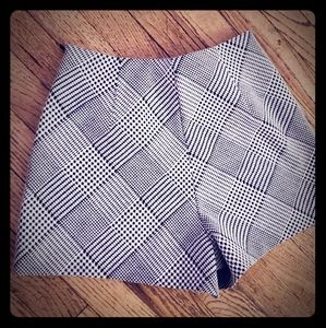Zara plaid black and white high waisted shorts